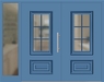 Kunststoff Haustür 217-15 lichtblau zweiflügelig Seitenteil links