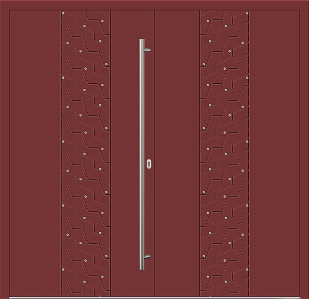 Kunststoff Haustür 1210-40 rubinrot zweiflügelig