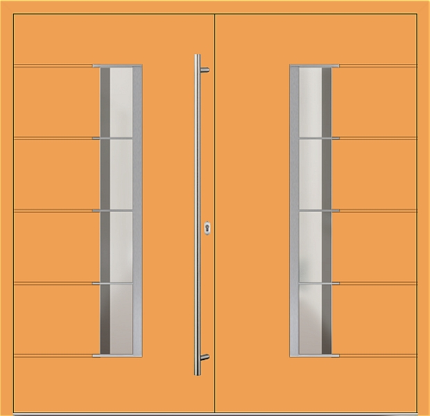Kunststoff Haustür 1210-40 safrangelb zweiflügelig