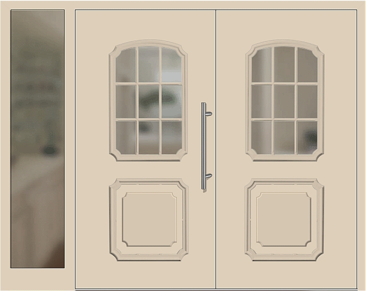 Kunststoff Haustür 201-15 beige zweiflügelig Seitenteil links