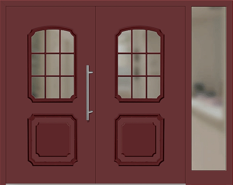 Kunststoff Haustür 201-15 braunrot zweiflügelig Seitenteil rechts