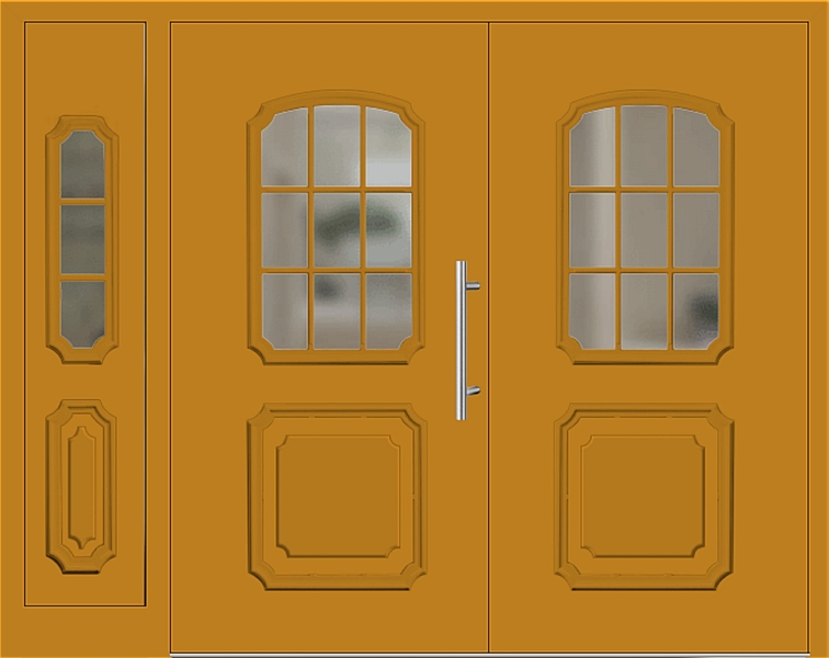 Kunststoff Haustür 201-15 honiggelb zweiflügelig Seitenteil links