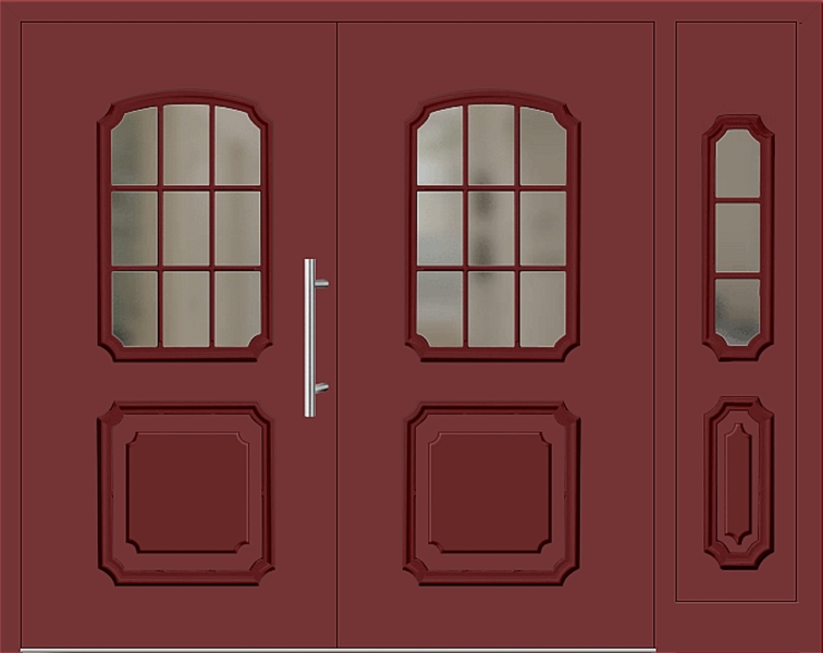 Kunststoff Haustür 201-15 rubinrot zweiflügelig Seitenteil rechts