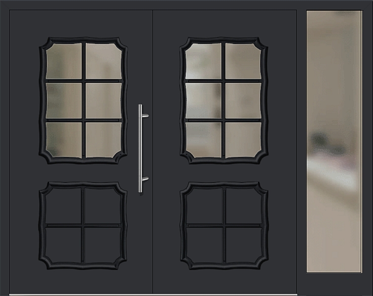 Kunststoff Haustür 204-15 schwarz zweiflügelig Seitenteil rechts