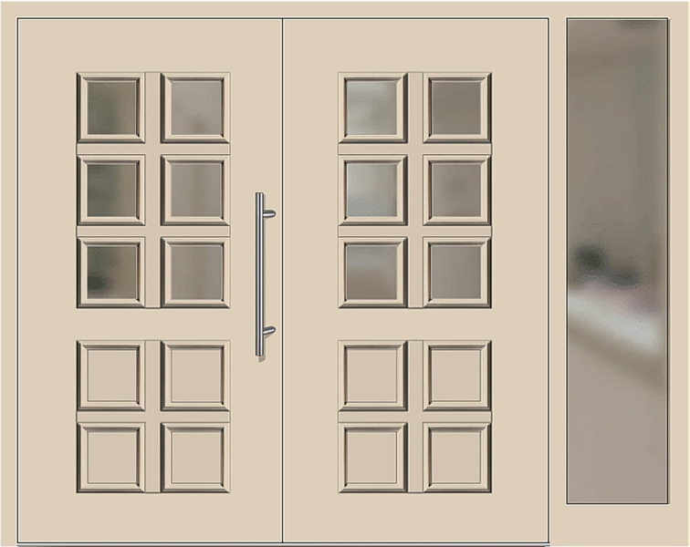 Kunststoff Haustür 205-10 beige zweiflügelig Seitenteil rechts