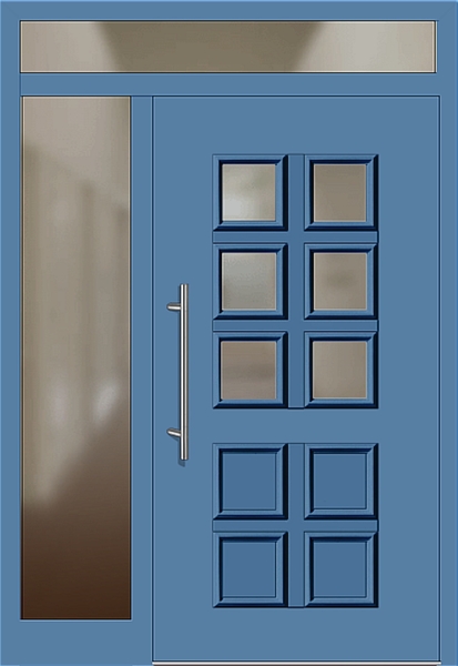 Kunststoff Haustür 205-10 lichtblau Seitenteil links Oberlicht