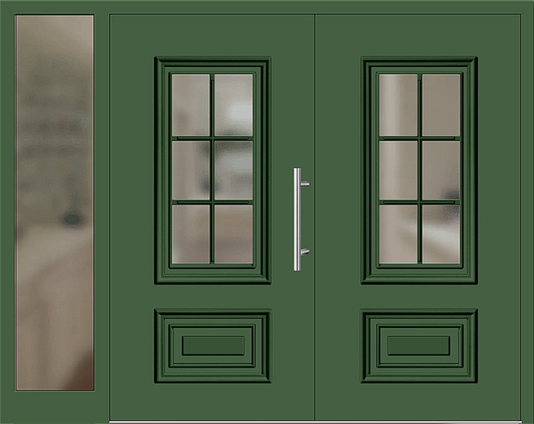 Kunststoff Haustür 217-15 laubgrün zweiflügelig Seitenteil links