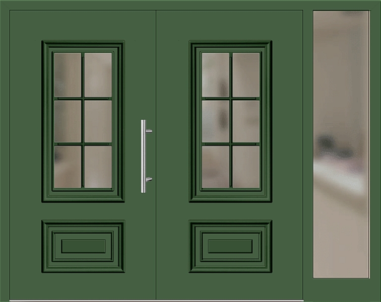 Kunststoff Haustür 217-15 laubgrün zweiflügelig Seitenteil rechts
