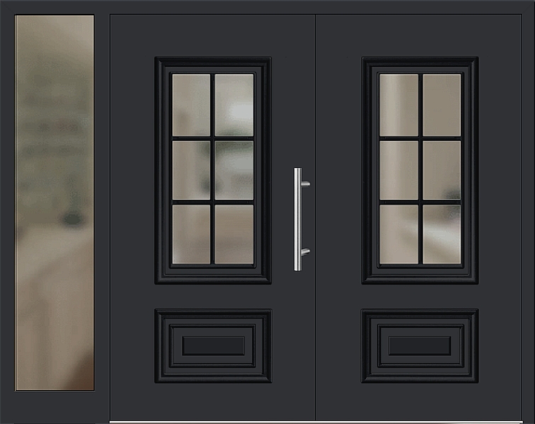 Kunststoff Haustür 217-15 schwarz zweiflügelig Seitenteil links