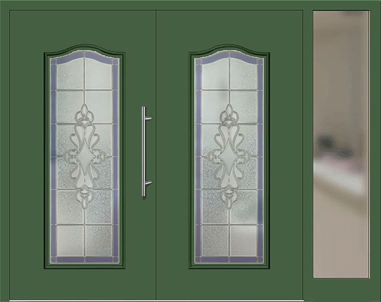 Kunststoff Haustür 224-10 laubgrün zweiflügelig Seitenteil rechts