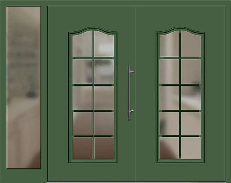 Kunststoff Haustür 224-15 laubgrün zweiflügelig Seitenteil links