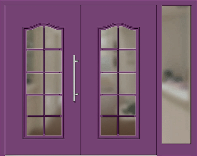 Kunststoff Haustür 224-15 singalviolett zweiflügelig Seitenteil rechts