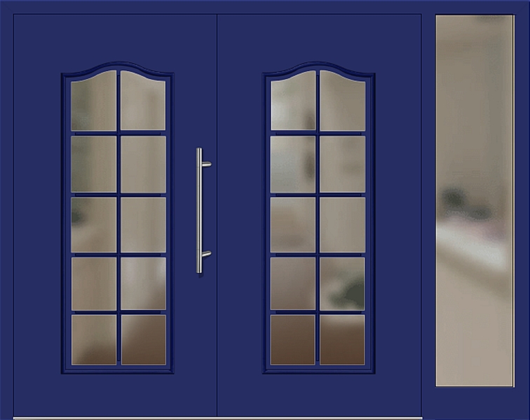 Kunststoff Haustür 224-15 ultramarinblau zweiflügelig Seitenteil rechts