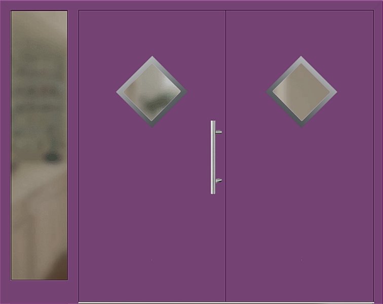 Kunststoff Haustür 23-70 singalviolett zweiflügelig Seitenteil links