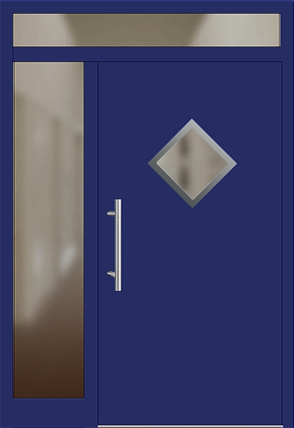Kunststoff Haustür 23-70 ultramarinblau Seitenteil links Oberlicht