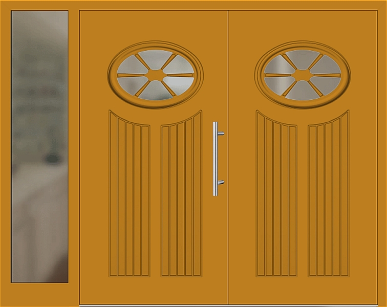 Kunststoff Haustür 25-11 honiggelb zweiflügelig Seitenteil links