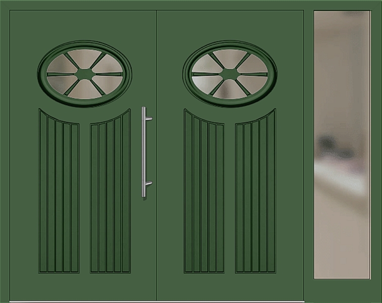 Kunststoff Haustür 25-11 laubgrün zweiflügelig Seitenteil rechts