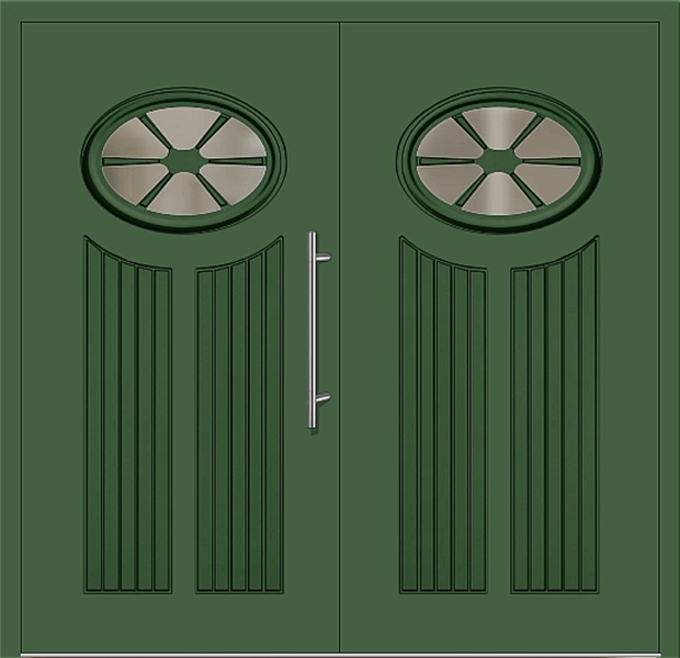 Kunststoff Haustür 25-11 laubgrün zweiflügelig