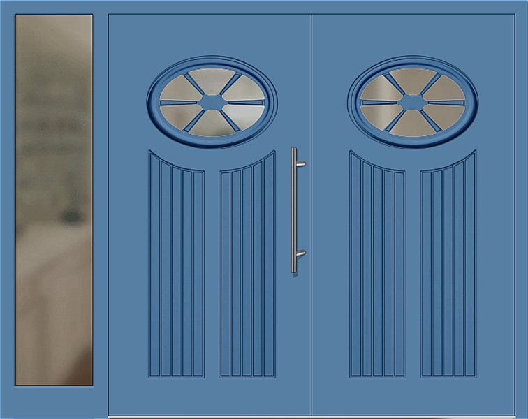 Kunststoff Haustür 25-11 lichtblau zweiflügelig Seitenteil links