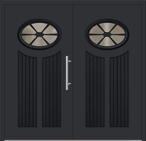Kunststoff Haustür 25-11 schwarz zweiflügelig