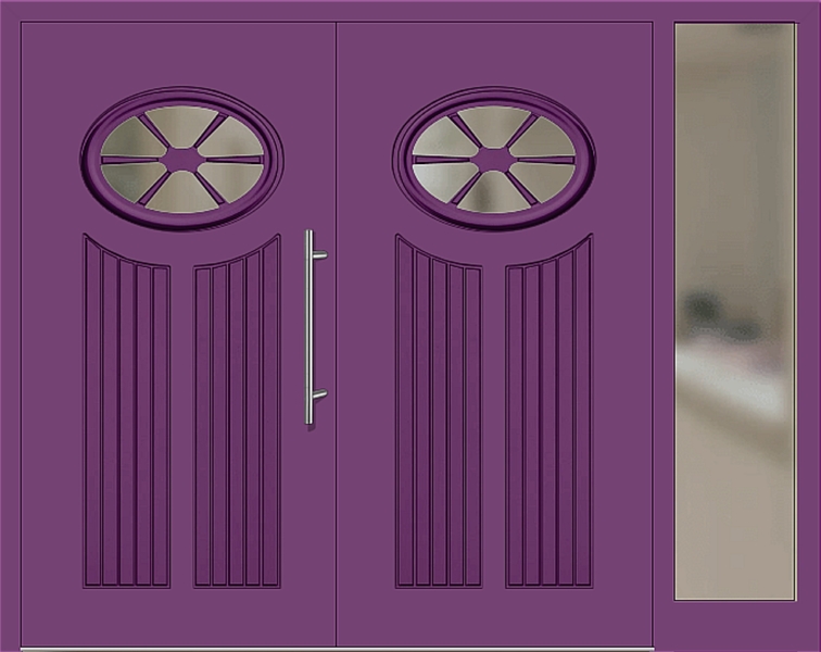 Kunststoff Haustür 25-11 singalviolett zweiflügelig Seitenteil rechts