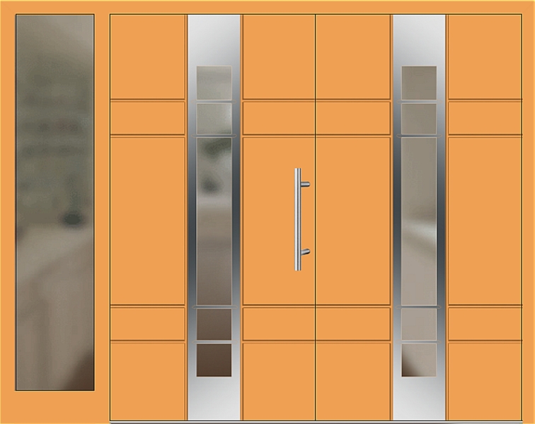 Kunststoff Haustür 2700-79 safrangelb zweiflügelig Seitenteil links
