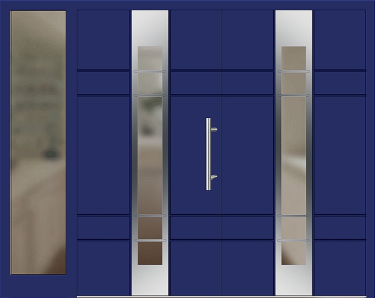 Kunststoff Haustür 2700-79 ultramarinblau zweiflügelig Seitenteil links