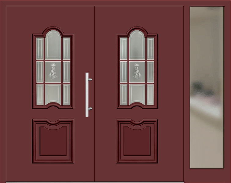 Kunststoff Haustür 301-15 braunrot zweiflügelig Seitenteil rechts