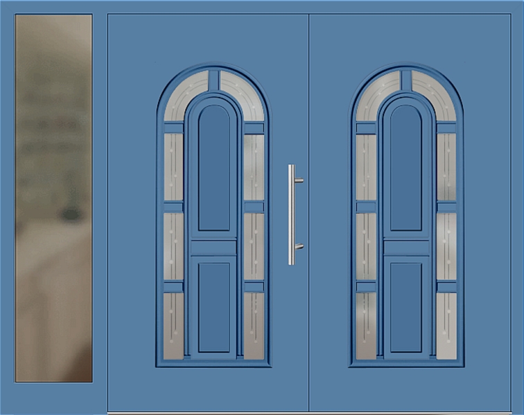 Kunststoff Haustür 306-11 lichtblau zweiflügelig Seitenteil links
