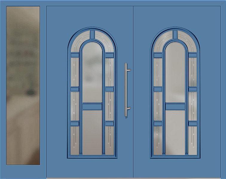 Kunststoff Haustür 3061-11 lichtblau zweiflügelig Seitenteil links