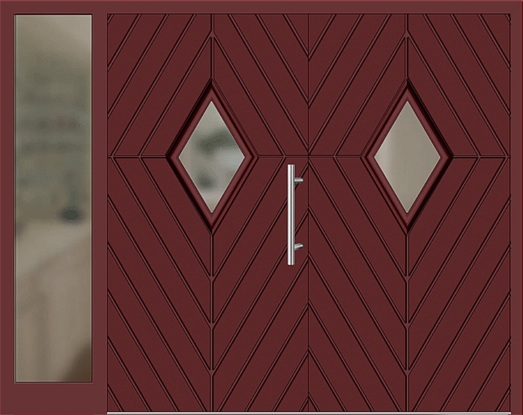Kunststoff Haustür 33-62 braunrot zweiflügelig Seitenteil links