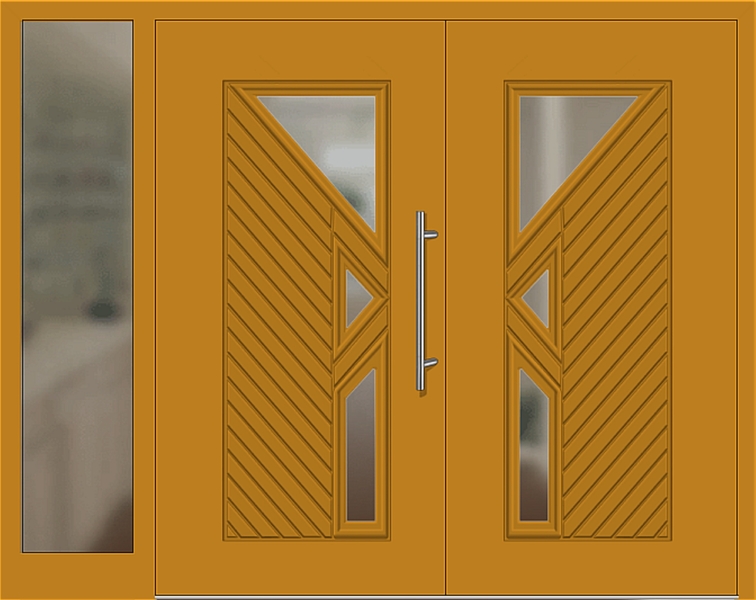 Kunststoff Haustür 35-62 honiggelb zweiflügelig Seitenteil links