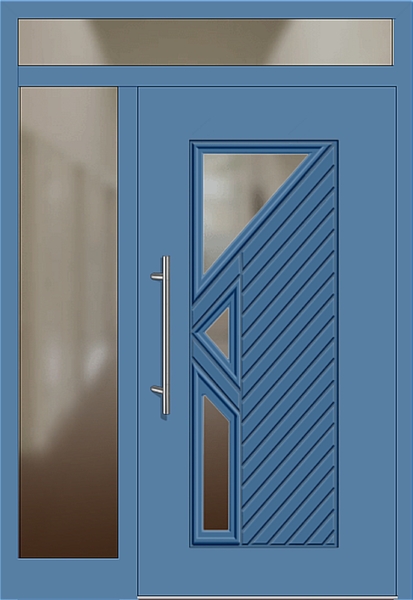Kunststoff Haustür 35-62 lichtblau Seitenteil links Oberlicht