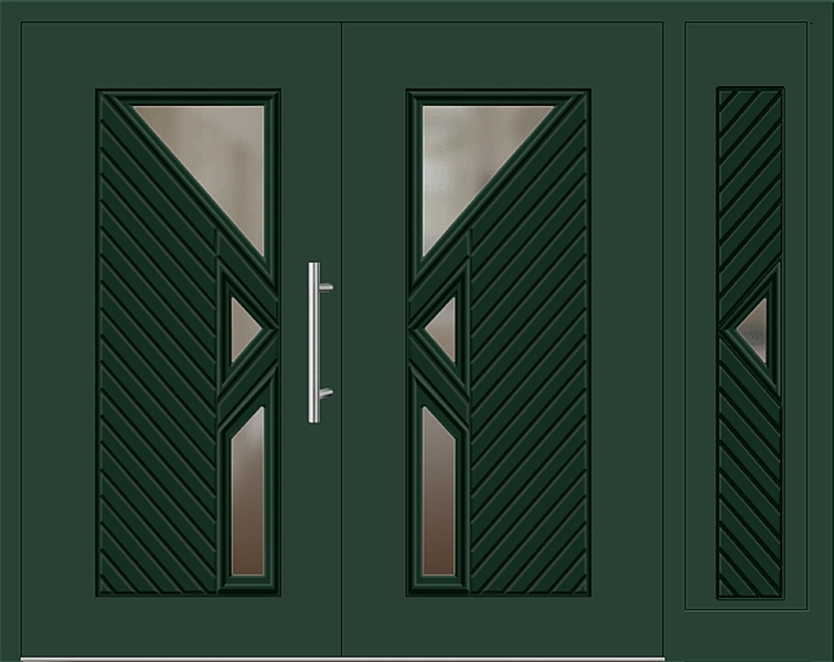 Kunststoff Haustür 35-62 moosgrün zweiflügelig Seitenteil rechts