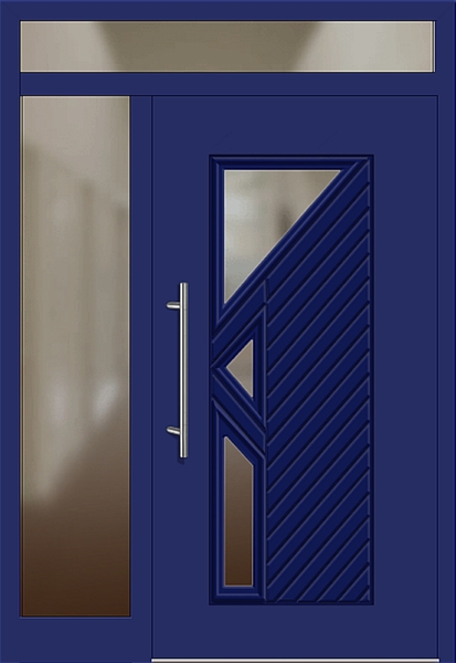 Kunststoff Haustür 35-62 ultramarinblau Seitenteil links Oberlicht