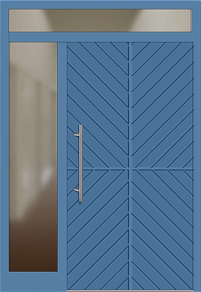 Kunststoff Haustür 4-92 lichtblau Seitenteil links Oberlicht