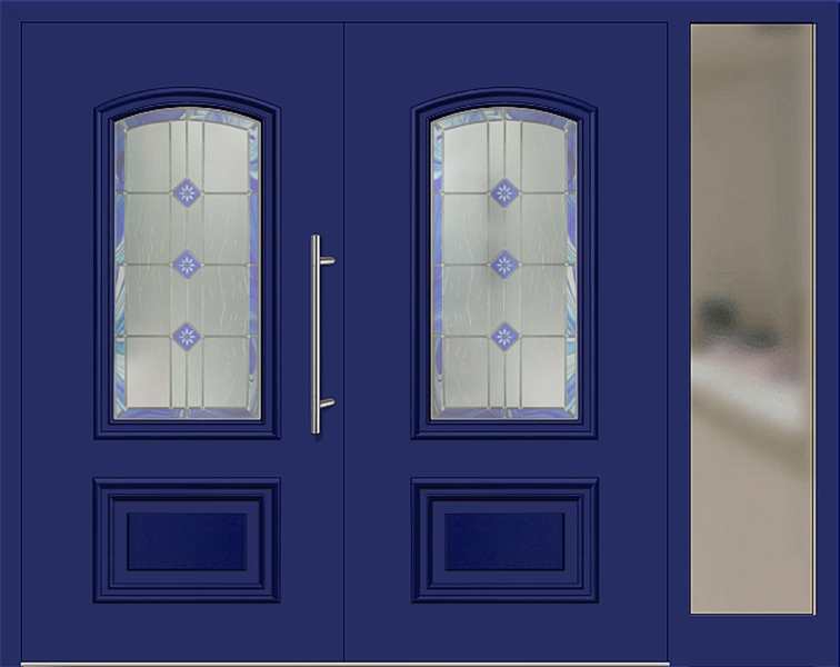Kunststoff Haustür 4142-10 ultramarinblau zweiflügelig Seitenteil rechts