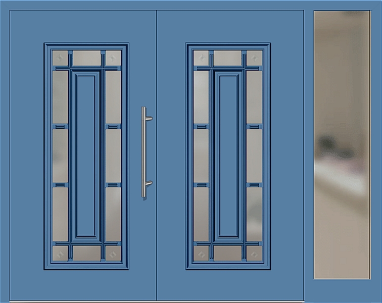 Kunststoff Haustür 4150-11 lichtblau zweiflügelig Seitenteil rechts