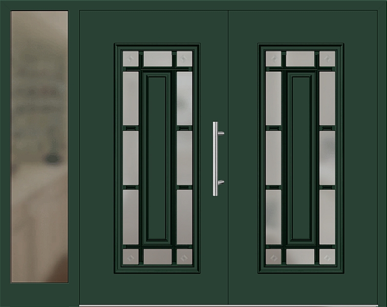 Kunststoff Haustür 4150-11 moosgrün zweiflügelig Seitenteil links