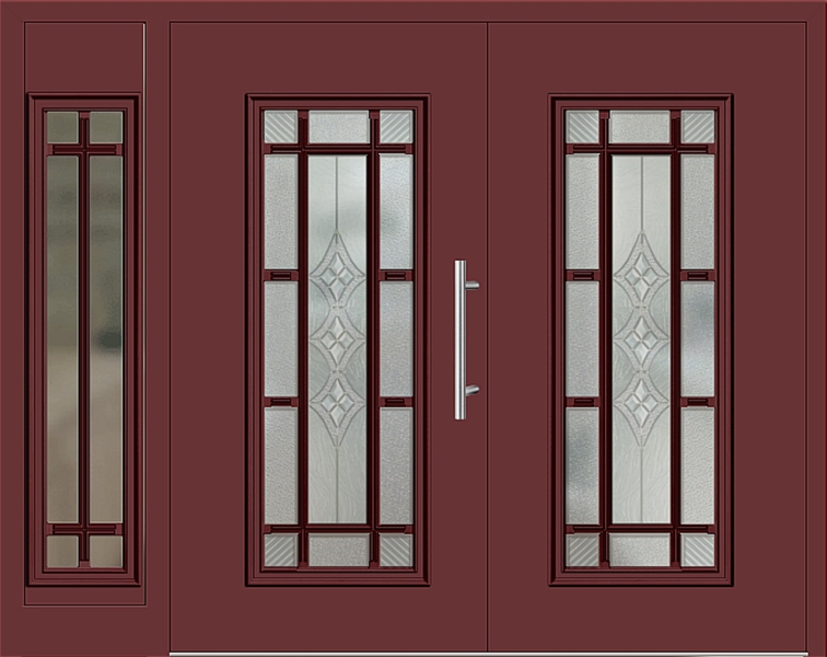 Kunststoff Haustür 4151-11 braunrot zweiflügelig Seitenteil links