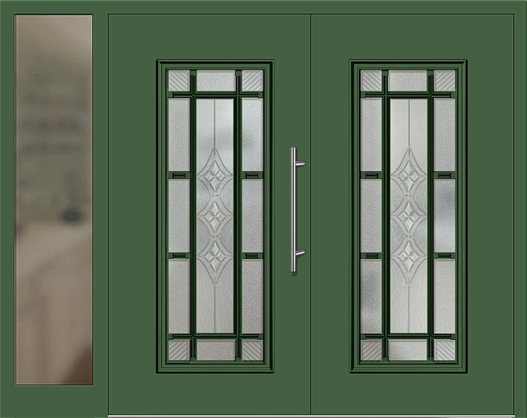 Kunststoff Haustür 4151-11 laubgrün zweiflügelig Seitenteil links