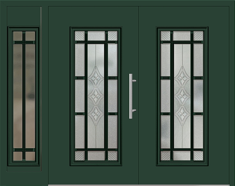 Kunststoff Haustür 4151-11 moosgrün zweiflügelig Seitenteil links