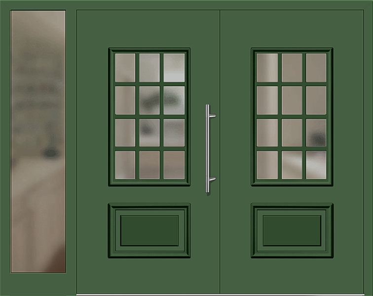 Kunststoff Haustür 418-15 laubgrün zweiflügelig Seitenteil links