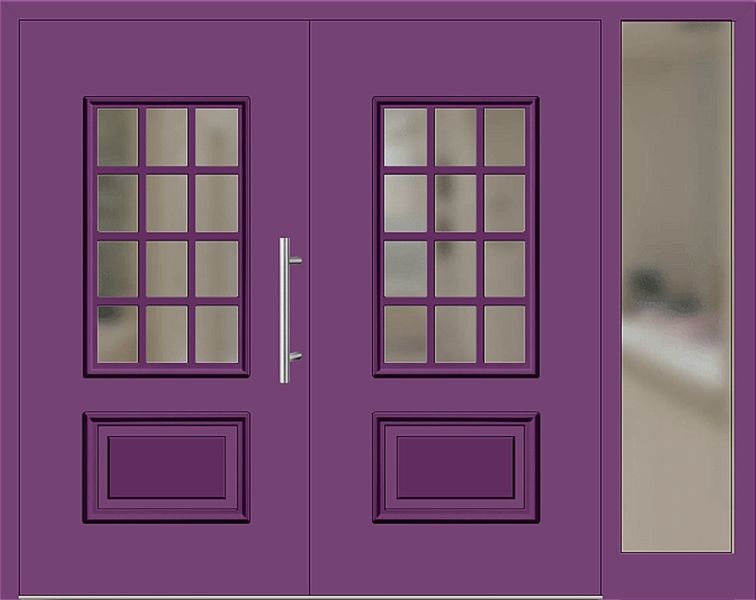 Kunststoff Haustür 418-15 singalviolett zweiflügelig Seitenteil rechts