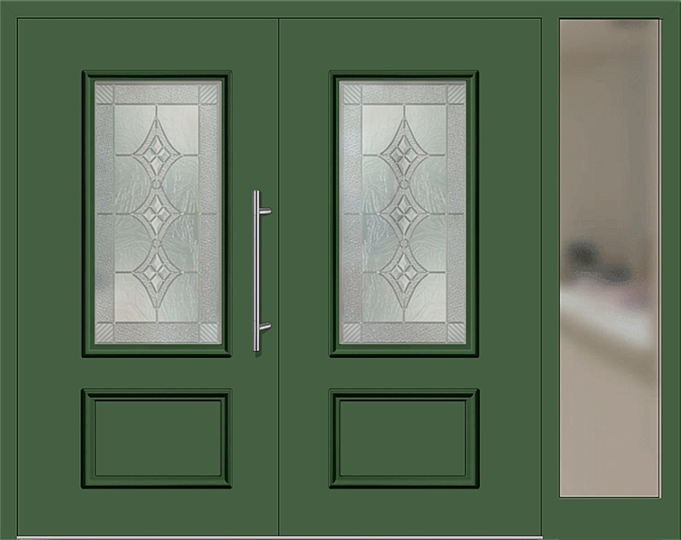 Kunststoff Haustür 420-10 laubgrün zweiflügelig Seitenteil rechts