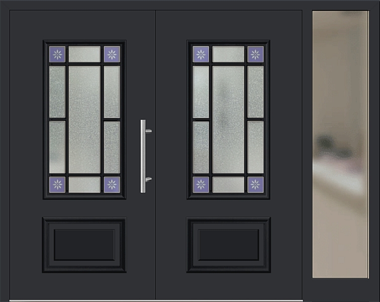 Kunststoff Haustür 424-15 schwarz zweiflügelig Seitenteil rechts