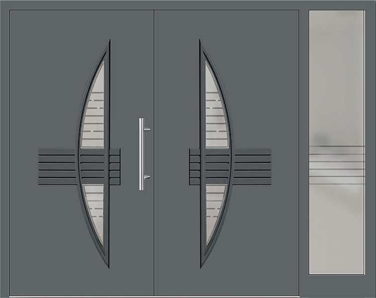Kunststoff Haustür 50-60 basaltgrau zweiflügelig Seitenteil rechts