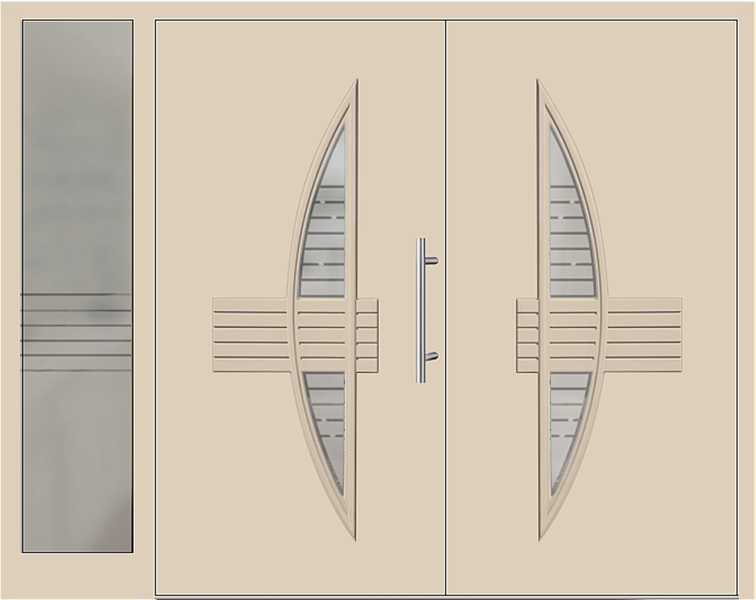 Kunststoff Haustür 50-60 beige zweiflügelig Seitenteil links