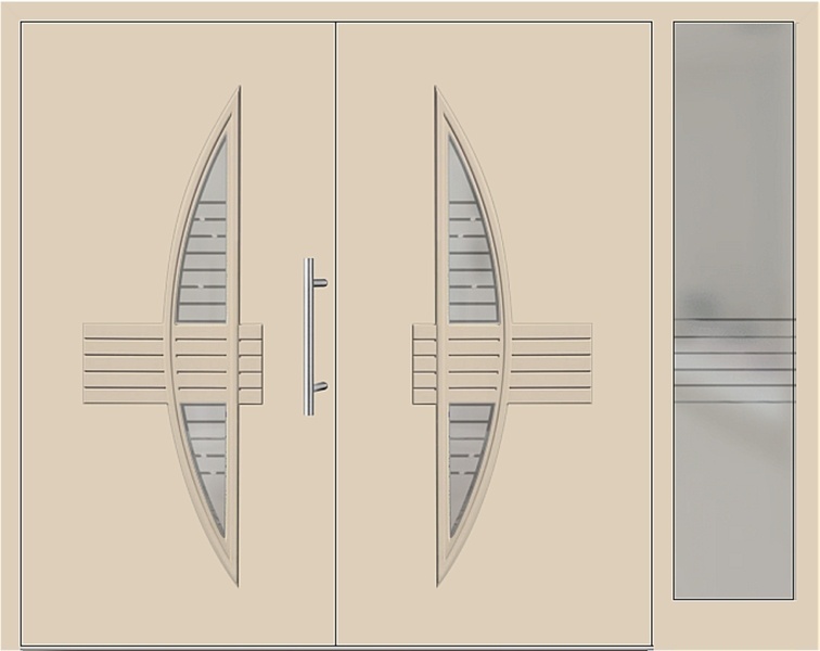 Kunststoff Haustür 50-60 beige zweiflügelig Seitenteil rechts