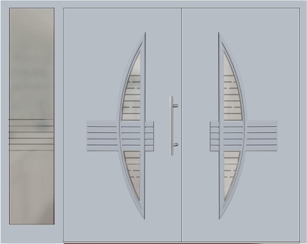Kunststoff Haustür 50-60 silbergrau zweiflügelig Seitenteil links